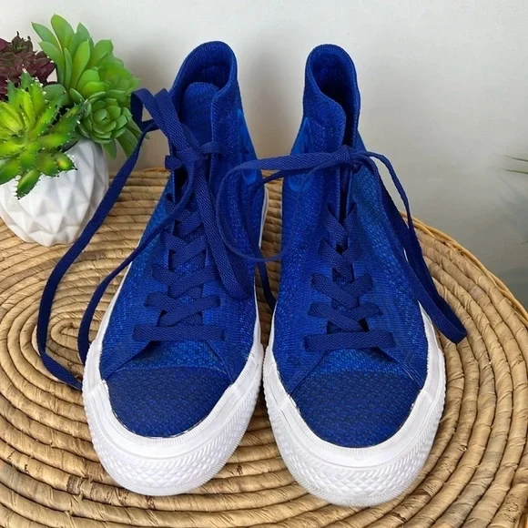 Converse Flyknit High Top Chuck Taylor All Stars Blue 8 - Picture 3 of 10
